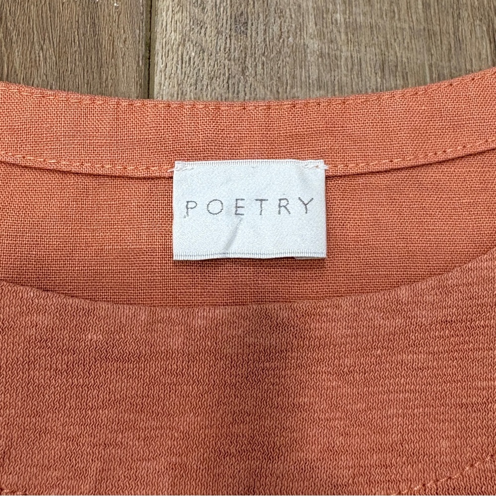 ๐POETRY๐ KNIT & WOVEN TANK TOP HEMP ORGANIC COTTON BLEND ORANGE SZ 4 - Picture 3 of 9